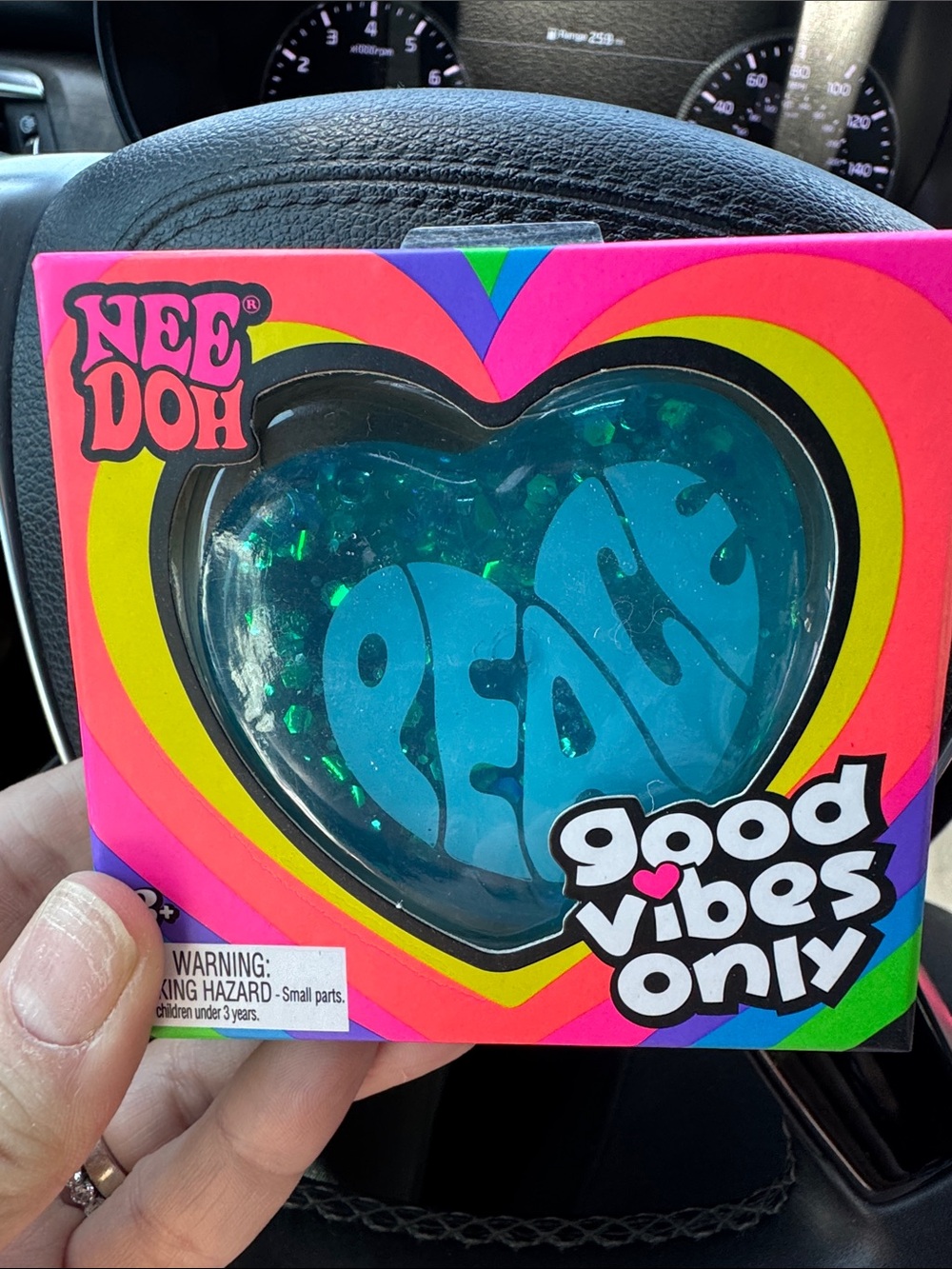 NeeDoh Heart 'Peace' Squeezy Stress Toy - Teal Blue